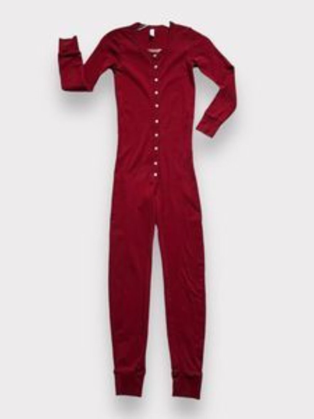 American Apparel Ribbed Cotton Onesie Lounge Sleep PJ Deep Red Size Large - Picture 2 of 6